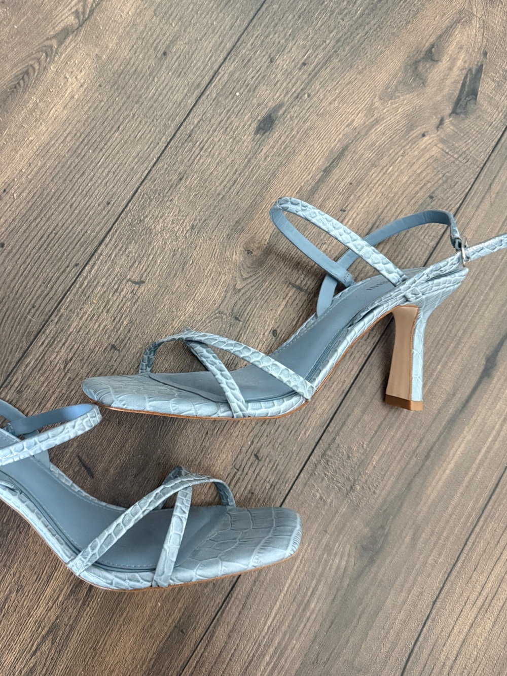 Gianni Bini Powder Blue Croc-Embossed Strappy Heels